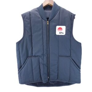 Cintas Vest Mens L Blue Vintage Workwear AP&L Patch Quilted Puffer Streetwear